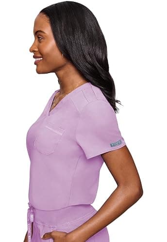 Med Couture Women's V-Neck Scrub Top, Modern Fit Tuck-in Top with Stretchy Rib-Knit Shoulders and Chest Pocket - MC7448 thumbnail 5