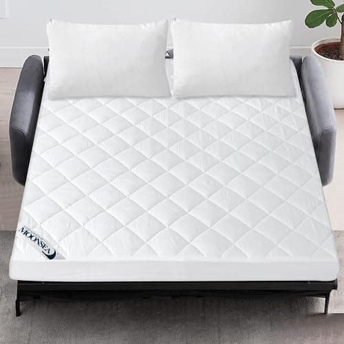 Waterproof Sofa Bed Mattress Protector Pad, Absorbent Full Sleeper Sofa Mattress Topper Cover Quilted, Fitted Mattress Protector, 54" x72", White - Full Sofa Bed - 1 thumbnail 5