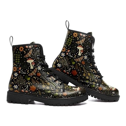 AWSOLE Fashion Ankle Boots For Men Women Floral Mushroom Star Trendy Lace Up Unisex Booties Combat Trendy Street Wear Boots thumbnail 3