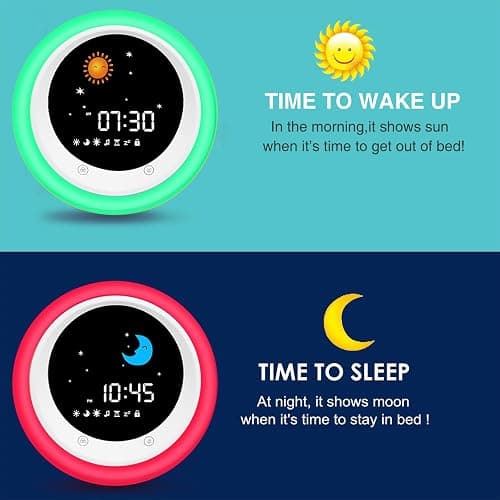 I.CODE Sun & Moon Rise Kids Alarm Clock, Children's Sleep Trainer ,Sleep Sound Machine, Wake Up Light & Night Light ,Teach Kids Day & Night thumbnail 2