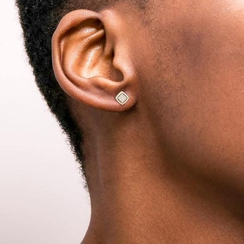 TRUMIUM Stud Earrings for Men Women Silver Gold Plated Layered Iced Out Sterling Silver Cz Earrings Hypoallergenic thumbnail 5