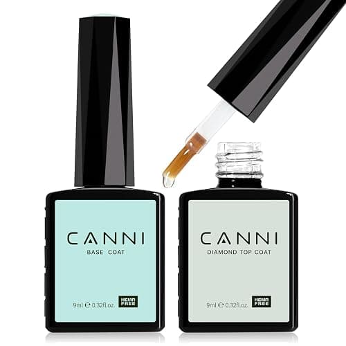 CANNI 2 Pcs No Wipe Gel Top Coat and Base Coat Set- High Gloss Shiny Long Lasting Base Top Coat Gel Nail Polish, Soak Off Nail Art Home and Professional Manicure - Image 1