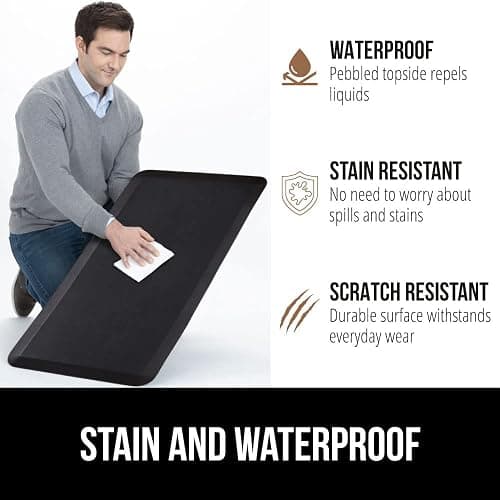 GORILLA GRIP Comfortable Cushioned Kitchen Mats for Floor, 3/4 Inch Thick Ergonomic Standing Desk Anti Fatigue Mat, Waterproof and Stain Resistant Pebbled Top, Supportive Padded Foam Rug, 20x32, Black thumbnail 4