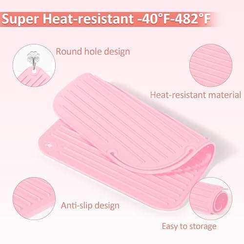 Quccefods Heat Resistant Mat Large Silicone Hot Hair Tools Holder for Curling Irons Flat Iron Hair Straightener Mat Portable Vanity Pad Accessories/Organizer thumbnail 4