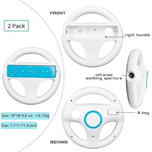 Machine-Ya Wii Zapper Gun and Steering Wheel Compatible with Nintendo Wii & Wii U Remote Game (2-Pack, White) thumbnail 2