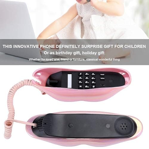 Corded Sexy Lip Telephone, Real Work Mouth Landline Phones, Wired Lip Phone for Decoration/Home/Office/Art Decor thumbnail 5