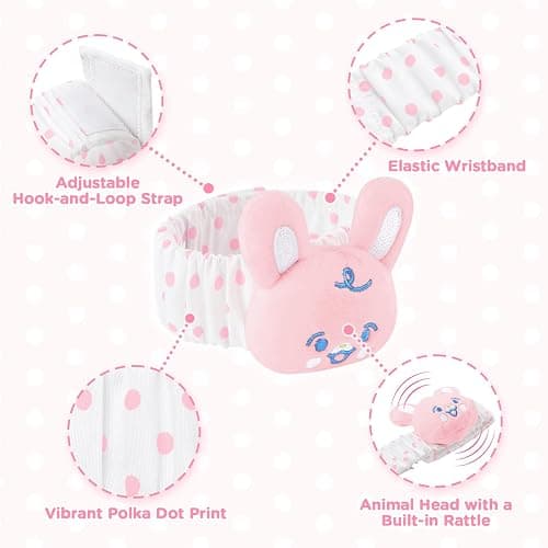 LittleForBig Adult Wrist Rattles Soft Adjustable Bracelet with Bell for Adult - Baby Parade Pattern 2-Pack thumbnail 2