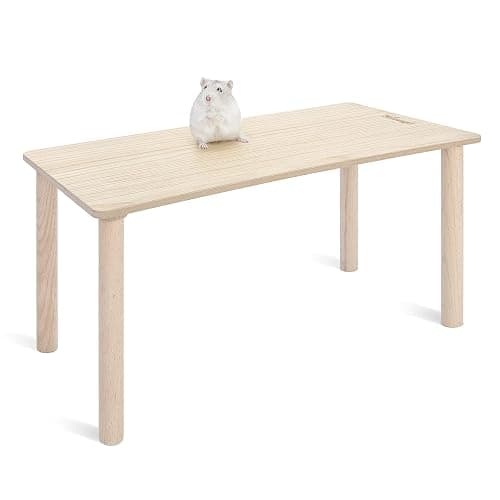 Niteangel Hamster Play Wooden Platform for Dwarf Syrian Hamsters Gerbils Mice Degus or Other Small Pets (Rectange - 7'' Height, Burlywood) - Image 1