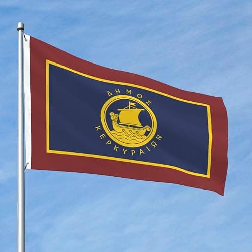 Easdey Flag Of Corfu Flags For Outside 2x3ft Polyester Outdoor Decor Flag Patio Camping Banner Garden Party Flag With 2 Brass Grommets, Black thumbnail 4