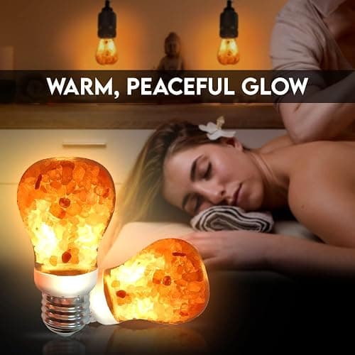 Himalayan Glow Natural Pink Salt LED Light Bulb, Warm Amber Glow - 60 Watt Equivalent light Bulb, Dimmable, E26 Edison light bulb for Homes, Decor, Offices thumbnail 6