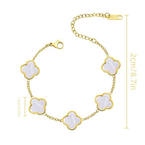 18K Gold-Plated Four Leaf Clover Bracelet for Women ，Adjustable lucky Bracelet Set Jewelry ，Jewelry Gifts for Women thumbnail 6