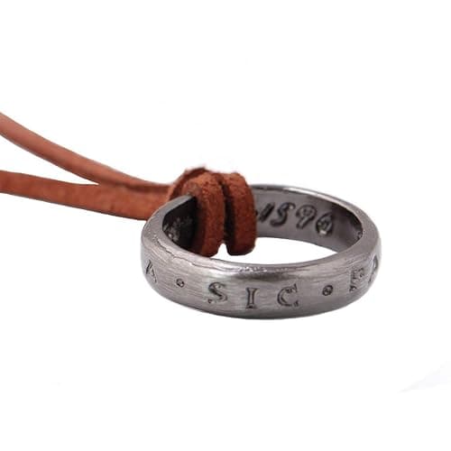 hooseiki Unisex Uncharted 4 Nathan Drake Ring Pendant Necklace with Adjustable Brown Leather Chain thumbnail 5