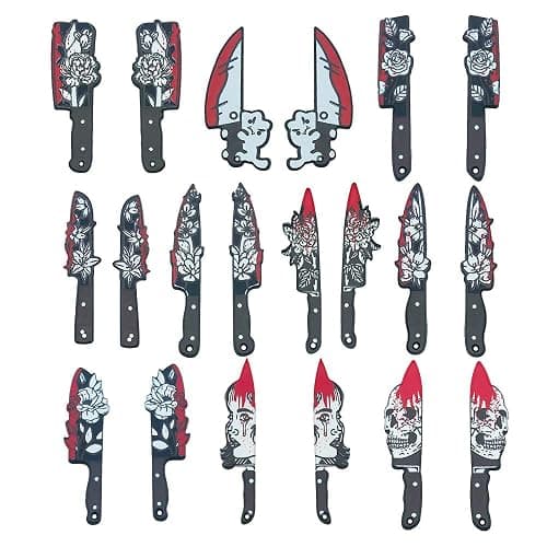 WOCRAFT 20pcs Halloween Charms for Jewelry Making - Fake Flower Knife Mini Gothic Acrylic Horror Pendant for Necklace Earring Bracelet DIY Craft Supply (SN940) - Image 1