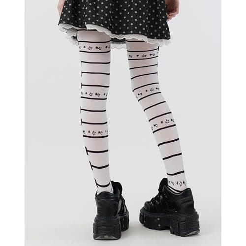 RICHTRUE Whimsy Twee Funky Patterned Tights Women Teen Girls Emo Goth Cool 2000s Fun Printed Tights Y2k Grunge Alt Clothes thumbnail 4