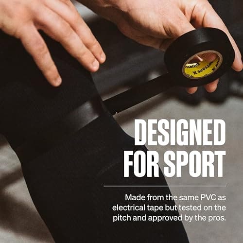 SPORTTAPE 6 Rolls Sock Tape - Black - 1.9cm x 20m | PVC Insulating Tape for Football, Soccer & Rugby - Holds up Football Socks, Shin Pads & Shin Guards | Secures Lifting Blocks, Boots & Ears thumbnail 3