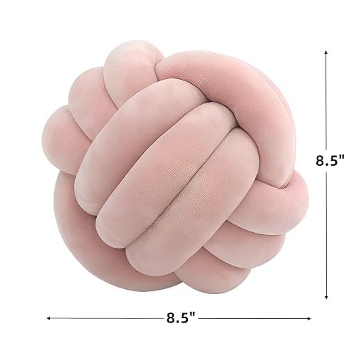 KEBAIHUA Knot Ball Pillows, Round Throw Pillow Cushion Home Decoration Soft Plush Pillow, Throw Knotted Ball Pillow Handmade Children Room Decoration Round Plush Toy Pillow (Leather Pink,8.5"/22cm) thumbnail 3
