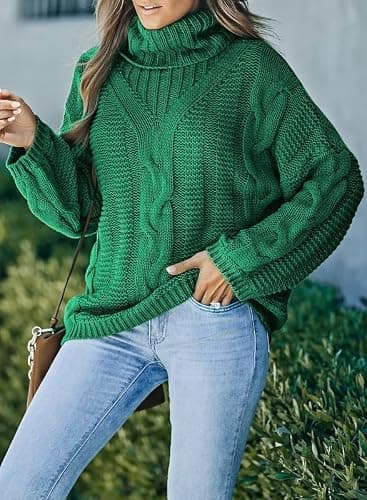 Dokotoo Womens Turtle Neck Sweater Fashion 2025 Loose Casual Cozy Chunky Pullover Tops thumbnail 3