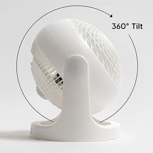 IRIS USA WOOZOO Desk Fan, Air Circulator, 3 Speeds, 52ft Max Air Distance, 360° Adjustable Tilt, 30 db Quiet Motor, Fan for Bedroom, Office, Dorm, Medium, White thumbnail 5