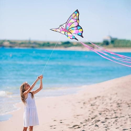 Simxkai Butterfly Kite for Kids & Adults, Easy to Fly Blue Big Kite for Beginners(1Pack 2Pack) - 1 - Butterfly Kite 1 Pack (Pink) thumbnail 2