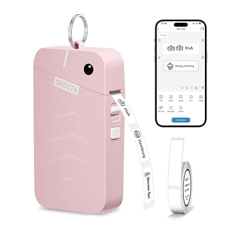 ORGSTA Label Maker, S001 Portable Bluetooth Label Maker Machine with Tape, Thermal Label Printer for Home, Office, School Organization, Wireless Mini Labeler Machine, Pink - Image 1