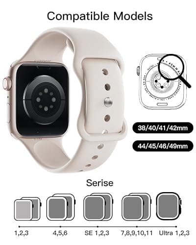Sport Silicone Band Compatible with Apple Watch Bands 38mm 40mm 41mm 42mm 44mm 45mm 46mm 49mm for Women Men, Soft Wristband Water-proof Strap for iWatch Bands Series 11 10 9 8 7 6 5 4 3 2 1 Ultra SE thumbnail 3