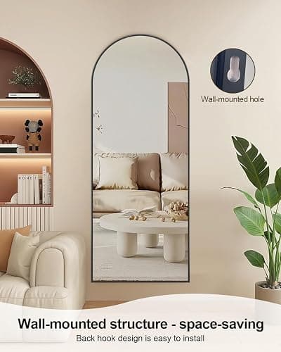 58"x19"Floor Mirror Full Length,Arched Full Length Mirror with Stand,Full Body Mirror,Hanging or Large Leaning for Bedroom Living Room Black thumbnail 4
