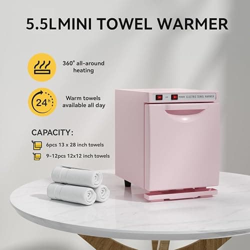 HYTOBP Hot Towel Warmer for Spa, 5.5L Thermostatic Towel Heater, 2-in-1 Professional Mini Towel Warmer, Beauty Salon and Spa Towel Warmers for Facial.(5.5L-Pink) thumbnail 4