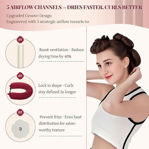 Heatless Hair Curler Heatless Curls Overnight Heatless Blowout with Luxury Cloth Bag Silk Scarf, Curling Rod Headband to Sleep in No Heat Curling with (burgundy, 3Rods) thumbnail 4