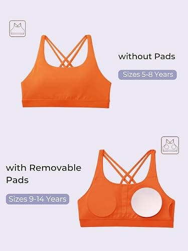 Haloumoning Girls Training Bra Kids Strappy Scoop Neck Bras Yoga Sports Comfort Dance Crop Top 5-14 Years thumbnail 5