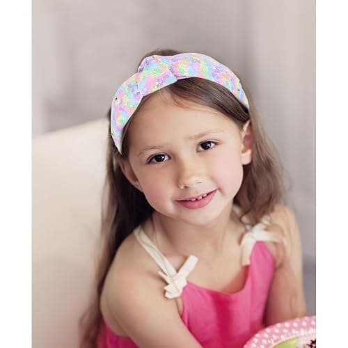 Brimekichio Sequin Girls Headbands, Knotted Kids Headbands for Girls, Sparkly Glitter Hair Band Girl Hair Accessories thumbnail 6
