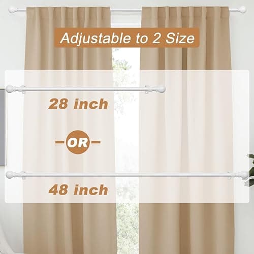 White Curtain Rods for Windows 28 to 48 Inch, Heavy Duty Curtain Rod Set with Brackets, Decorative Adjustable Curtain Rods for Bedroom, Living Room, 5/8" Metal Drapery Rod thumbnail 2