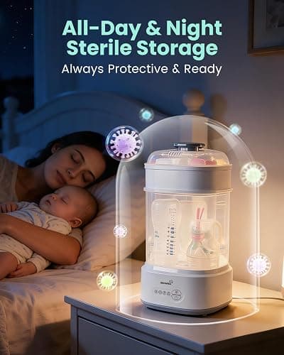 GROWNSY Bottle Sterilizer and Dryer, Compact Electric Steam Baby Bottle Sterilizer (Esterilizador de Biberones), Bottle Sanitizer for Baby Bottles, Pacifiers, Pump Parts thumbnail 5