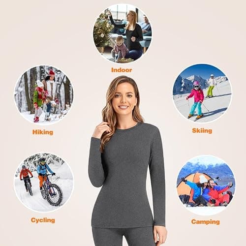 SIMIYA Thermal Underwear Set for Women Long Johns with Fleece Lined Long Sleeves Base Layer Set Top Bottom thumbnail 5