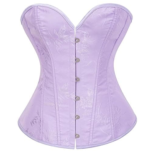 SHYMMUO Corset Tops for Women Overbust Lace Up Bustier with Front Busk Boned Renaissance Victorian Style Top - Image 1