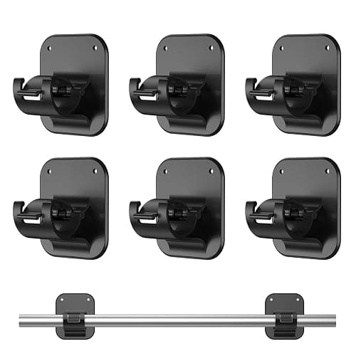 6 PCS Apartment Dorm Decor Curtain Rods No Drilling Brackets,No Drilling Holder Renter Friendly Adhesive Curtains Hooks for Hanging Drapes Rv Over Blinds Dorm Kitchen Bedroom Home Bathroom - Image 1