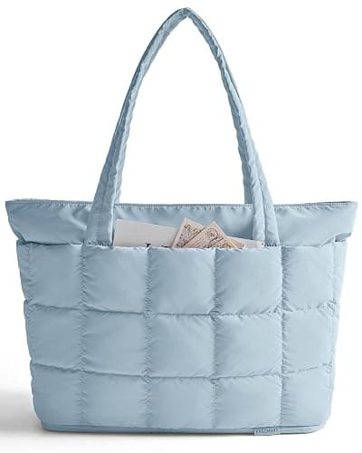 BAGSMART Expandable Tote Bag for Women, Puffer Work Tote Travel Bag | Quilted Carry On Bag for Travel Work Gym College, Waterproof Travel essentials - Image 1
