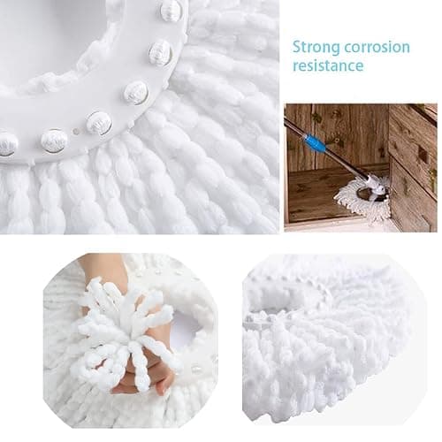 5 PCS Microfiber Replacement Mop Head Spin Mop Head Replacement 5-Pack, Microfiber Refill Heads Universal for 360 Spin Magic Mopping, Round Shape Standard Size White thumbnail 5