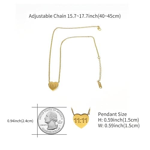 AditiGarden Angel Number Heart Charm, 111 11:11 1111 222 333 444 555 777 888 999 Spiritual Lucky Necklace for Women thumbnail 5