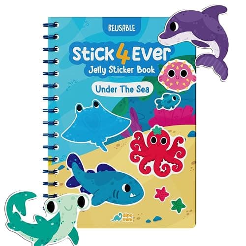 Stick4Ever Jelly Sticker Book - for Kids - Waterproof, Easy to Clean Reusable Sticker Book for Toddlers- Reusable Road Trip Activities for Kids - Stocking Stuffers for Toddlers(Under The Sea) - Image 1