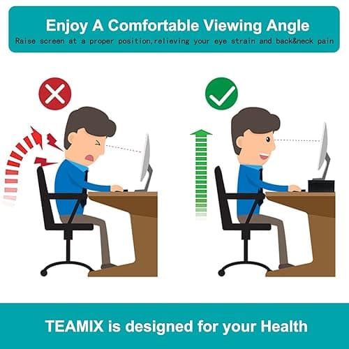 TEAMIX 20 Inch Wood Monitor Stand Riser, Wooden Desktop Stand for PC/TV/Laptop/Printer, Cozy Monitor Riser with Storage, Computer Stand Space-Saving thumbnail 8