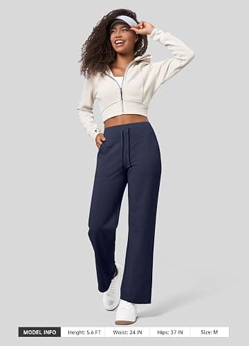 Willit Women's Fleece Lined Pants Wide Leg Thermal Yoga Winter Pants with Pockets High Waist Comyf Casual Lounge Pants thumbnail 6