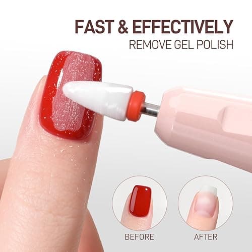 GAOY Rechargeable Cordless Nail Drill for Beginners, Electric Nail File with 12 Drill Bits and Sanding Band Set for Acrylic and Gel, Pink thumbnail 2