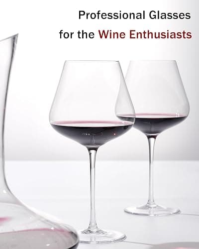 JBHO Hand Blown Italian Style Crystal Burgundy Wine Glasses - Lead-Free Premium Crystal Clear Glass - Set of 2-21 Ounce - Gift-Box for any Occasion thumbnail 5