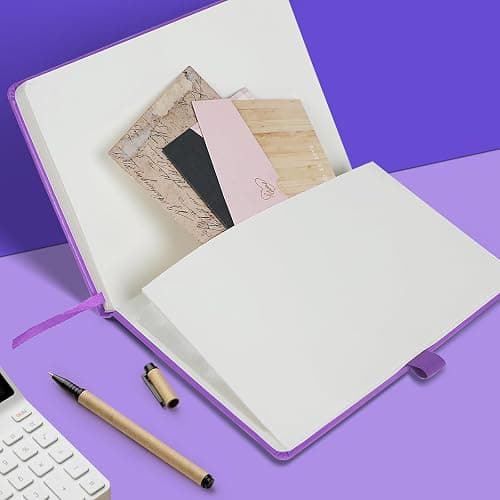 ONAVIA A5 Lined Hardcover Notebook for Writing, 80ct, 100 GSM, 4 Colors | 5.5" x 8.3", Leather Journal, Hardcover Notebook, Lay Flat, Inner Pocket, College Ruled, Office, Business, Meeting, Writing thumbnail 2