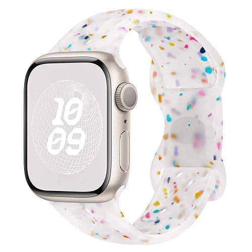 Sport Band Compatible with Apple Watch Band 38mm 40mm 41mm 42mm 44mm 45mm 49mm, Cute Soft Silicone Strap Replacements for iWatch Series 9 8 7 6 5 4 3 2 1 Ultra SE - Image 1