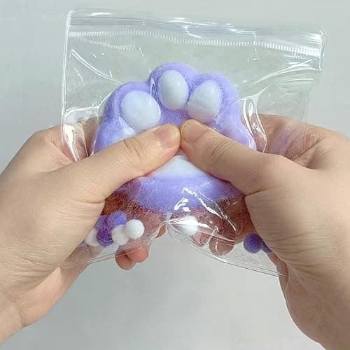 5 Pack Squishy Cat Paw Squeeze Toys, Cute Kawaii Squishies Sensory Mochi Toys, Stress Relieving Fur Ball OPP Packaging Gifts, Party Favors Soft Squishy Fidget Toys for Kids thumbnail 5