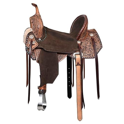 HILASON Flex Tree Western Horse Saddle in American Leather Barrel Trail | for Horses - Image 1