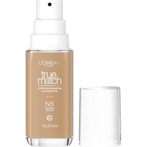 L'Oreal Paris True Match Super-Blendable Foundation, Medium Coverage Liquid Foundation Makeup, N5, Medium, 1 Fl Oz - Image 1