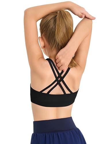 Haloumoning Girls Training Bra Kids Strappy Scoop Neck Bras Yoga Sports Comfort Dance Crop Top 5-14 Years - Image 1