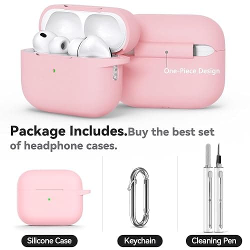 Inesore Compatible with AirPods Pro 3 Case with Cleaning Kit, Silicone Protective Case Cover for Apple Air Pods Pro 3rd (2025), Unisex Design - Pink thumbnail 5